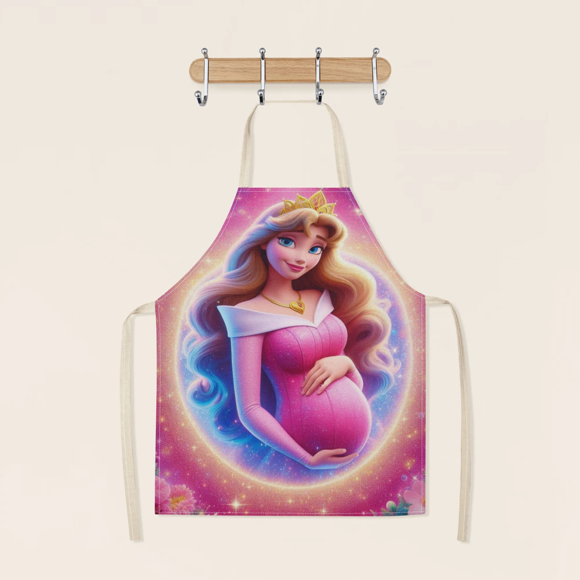 disney  -themed waterproof apron - vibrant cartoon princess print,   polyester, ideal for home, restaurants, cafes & supermarkets, restaurant apron|vibrant apron|waterproof polyester details 2