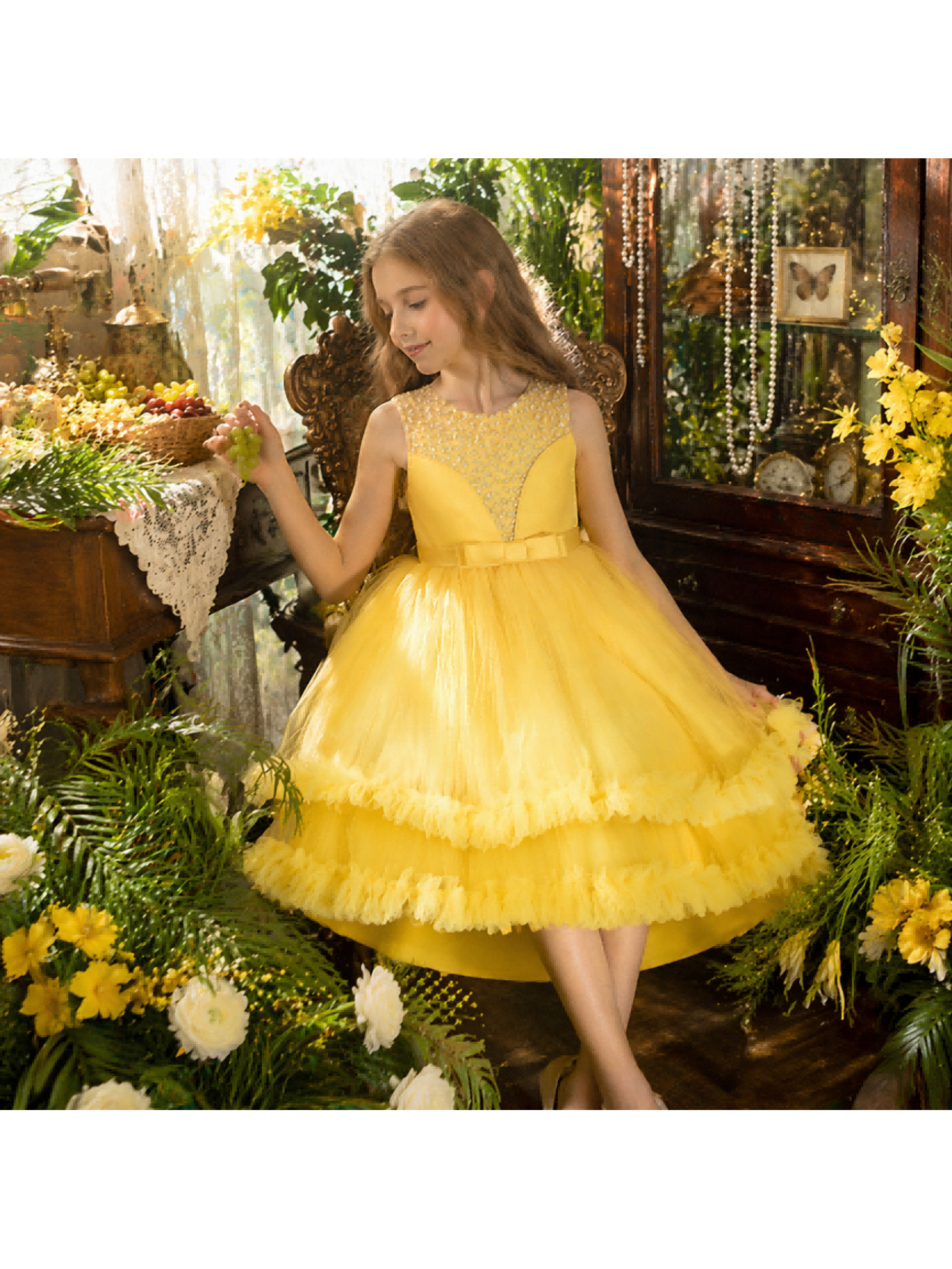 yellow dress flowers Tall Modern Dresser in Maple - Solid Wood