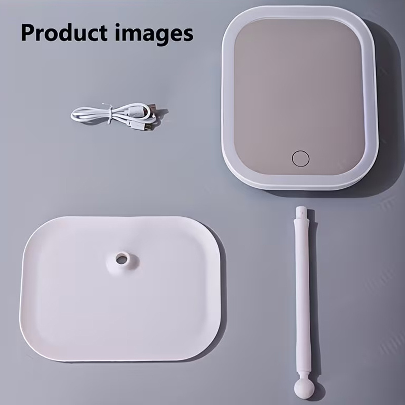 E-shop 360° drehbarer LED-Schminkspiegel mit 3 Farblicht-, berührungsempfindlicher dimmbarer Kosmetikspiegel, wiederaufladbarer Akku, tragbares