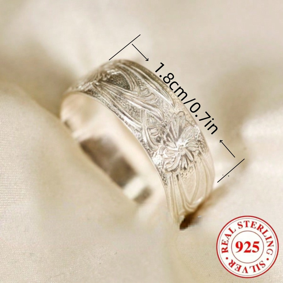 Women's Classic Lotus Pattern Ring in 925 Sterling Silver