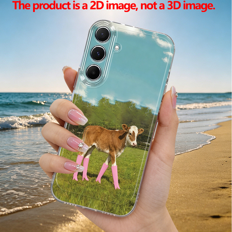 poza articolului husă de telefon: model imprimat 2d plat cu vițel, cizme roz pe pajiște, potrivită pentru for galaxy a02 a03s a04 a05s a06 a13 a14 a15 a16 21 /32/34/35/36/50/52/53/54/55/56/73 s21 ultra s22 plus s23+ s24 25 26 fe, design simplu vintage de nișă   ușor, cadou de sărbătoare și zi de naștere