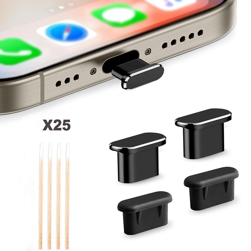 Image of Usb C Dust Plug With Cleaning Swabs – Port Plug Cover Compatible With Iphone 17/17 Pro/17 Pro Max, Iphone 16/15 Series, S24-s8, Ipad And Type-