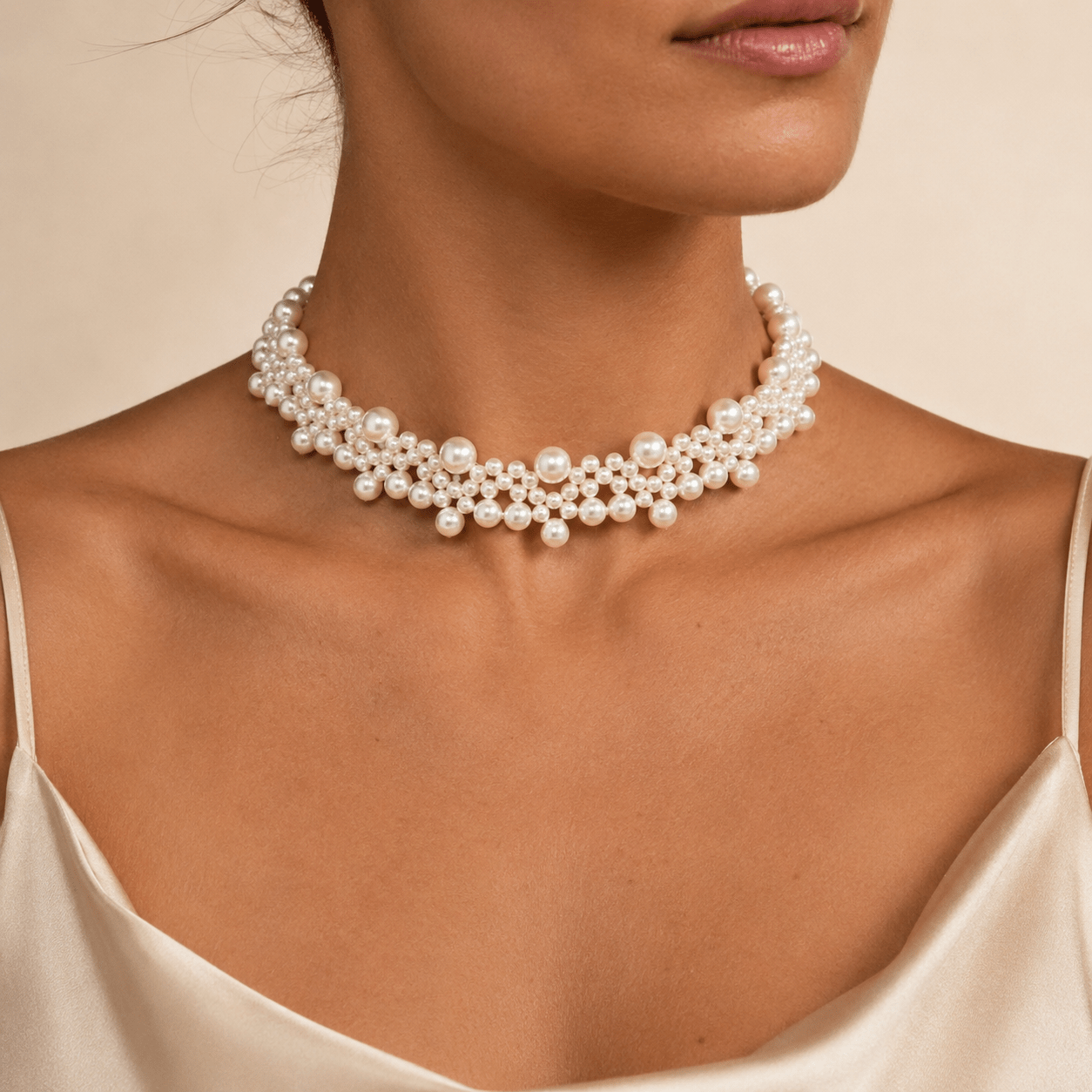 TEMU 1pc Women's Elegant And Simple Beaded Woven Choker Necklace For Daily Wear, Parties, And Vacations, Valentine's Day Gift, Christmas Gift