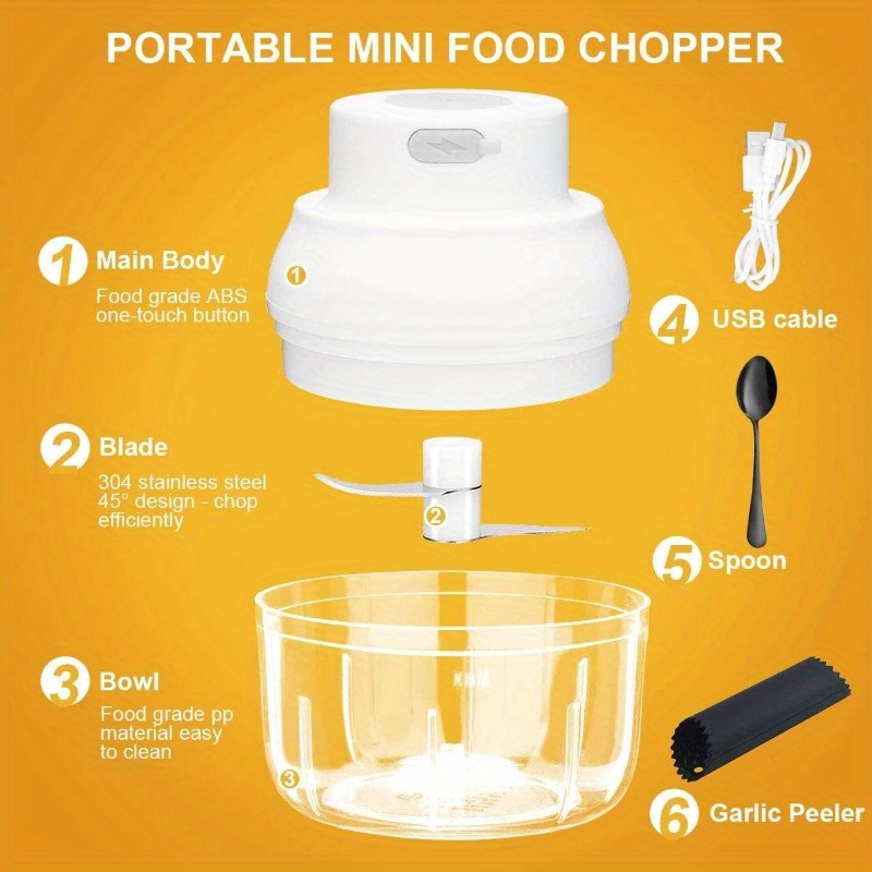 electric garlic chopper mini garlic masher crusher mincer mini food processor small with garlic peeler and spoon 100  3fl oz white garlic crusher and chopper kitchen gadget   durable construction garlic press home cooks spacesaving gadget sturdy build garlic presser cooking enthusiasts Product details 1