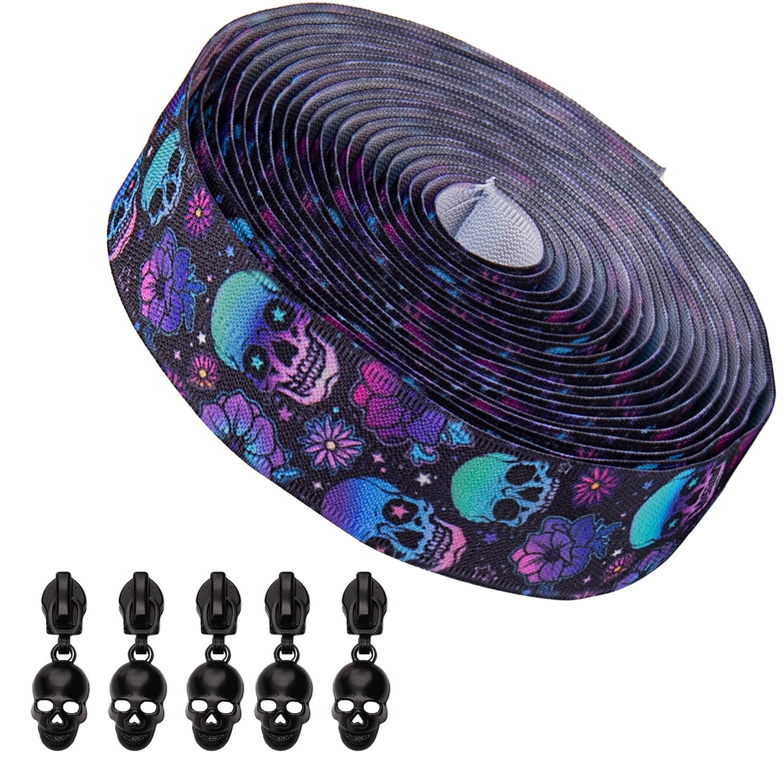 Image of 1 Set. Gothic Love, 177-inch/450cm Zipper, Includes 5 Zipper Pulls. Suitable For Clothing, Luggage, Home Textiles, Etc., Ideal For Home Sewing, Handmade Diy Replacement Zippers