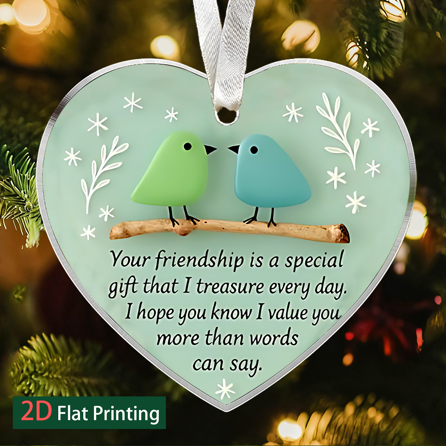 TEMU 2d Flat, 1pc Your Friendship Is A Unique Treasure Daily. Heart-shaped Christmas Gifts, Acrylic Hanging Ornament, Acrylic Pendant, Ideal For , A