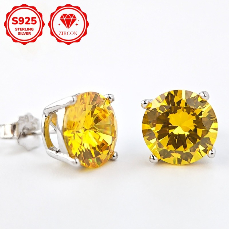 Dazzling 0.5/1/2/3 Carat 925 Silver Zircon Earrings for Daily Wear