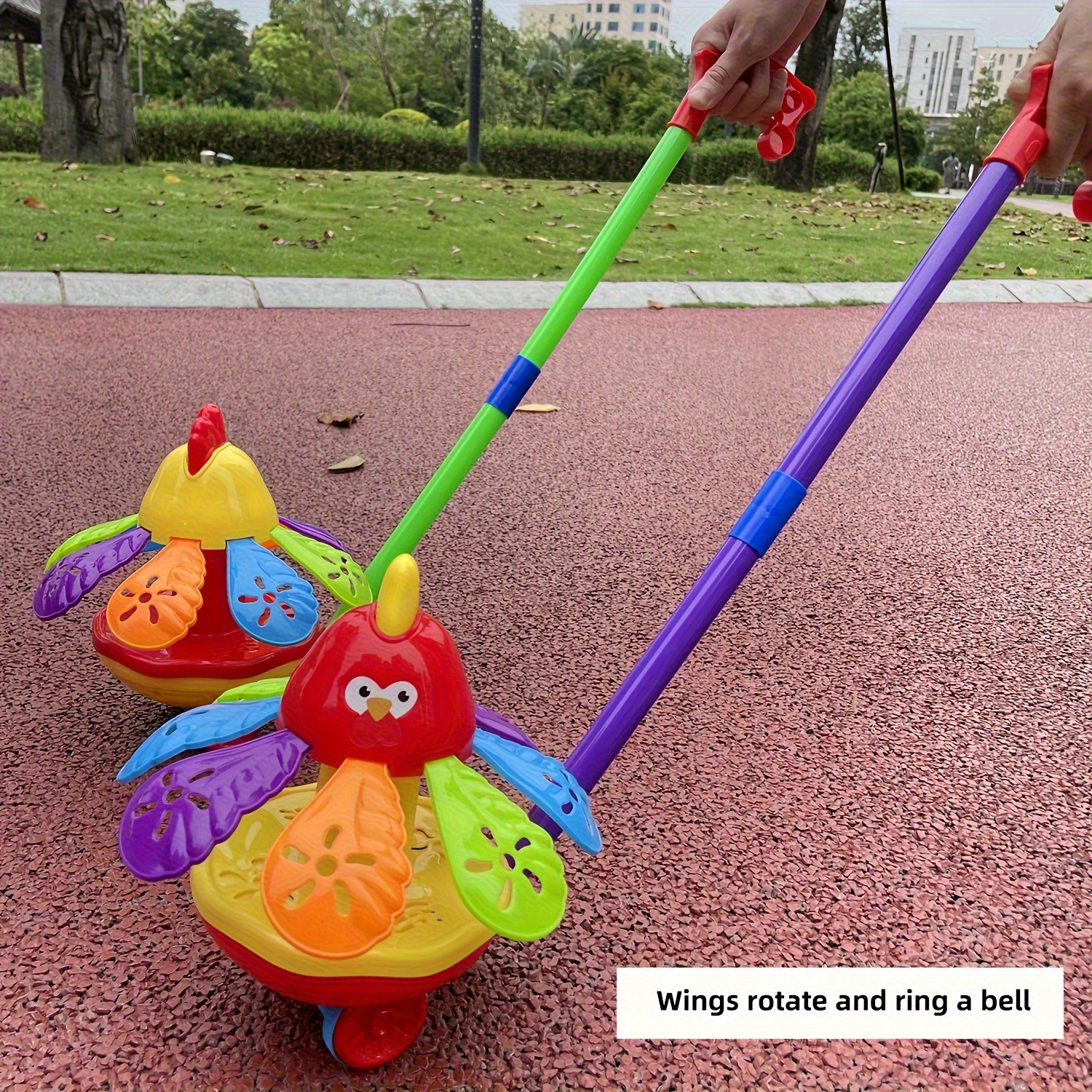 Interactive Turtle & Chick Push-Along Toy Cart with Rotating Wings, Bells & Flowers - Colorful Educational Learning Toy for Toddlers, Birthdays, Holidays (Random Colors), Toddler Entertainment, Playful Design, Sturdy Push Handle, Birthday Gift, Safe Material, Early Learning