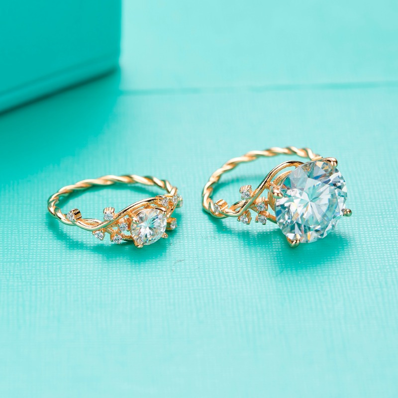 5.0 Carat Moissanite Golden Flowers Bloom Ring