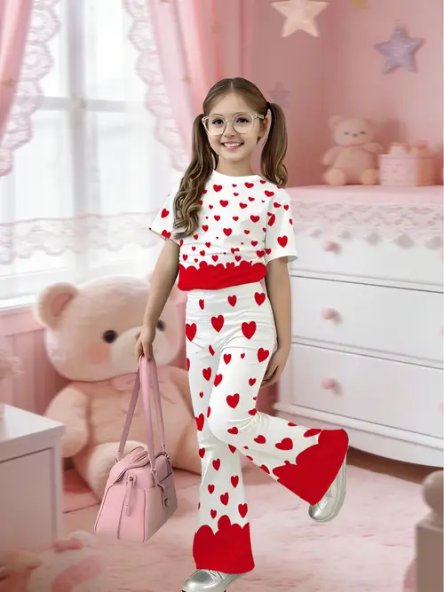 Red 7 Color red and white outfit for kids sold on Temu United States