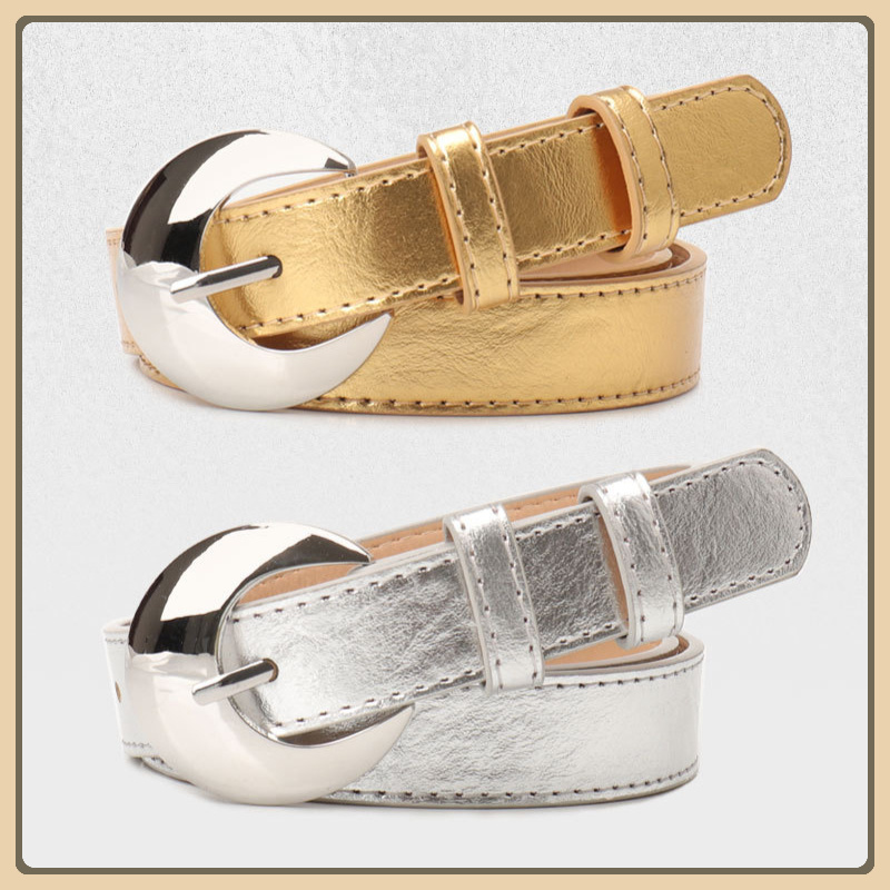 2 Pack PU Leather Belts with Large Silver Vintage Buckle for Women SUOSDEY 2Pack Women main image 2