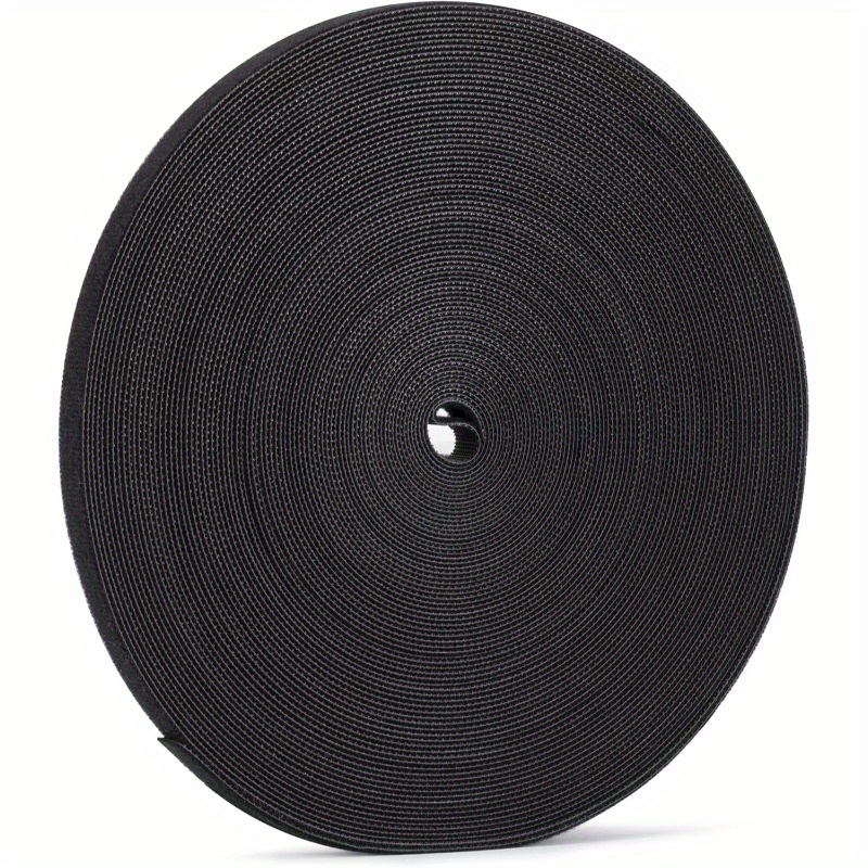 TEMU Ruban de fixation double face de 1 cm/0,4 po (1,5 cm/0,6 po), attaches de câble réutilisables en nylon, idéal pour gérer à ou (noir, 25 yards)