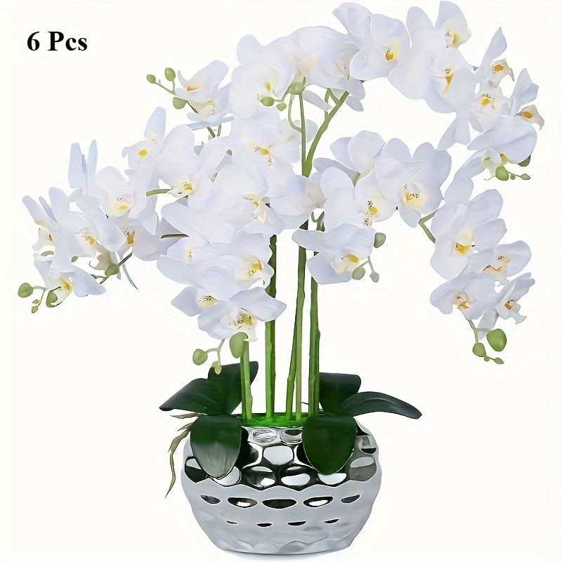 6 Stück lebensechte künstliche Orchideenblüten – Realistische Schmetterlingsorchideen-Stiele für Zuhause & Hochzeitsdeko * Geschenk für Valentinstag, Muttertag, Weihnachten & Neujahr