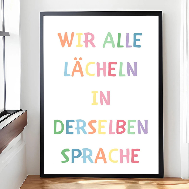 Image of 1pc " Speak Language When " German Frameless Canvas Poster - Multilingual Wall Art Suitable For Home Office, Living Room, Bedroom, Bathroom Decor - Ideal New Year/holiday/anniversary Gift