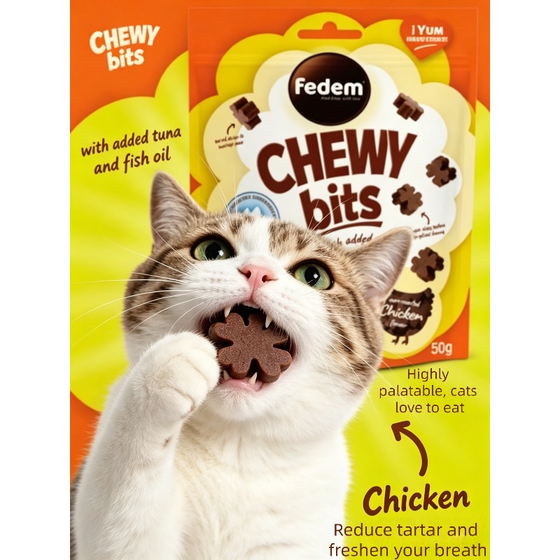 chicken flavored chewable   are a   snack that cats can eat with     dogs can enjoy them making them a nutritious and   for pets that can clean teeth and massage gums Product details 4