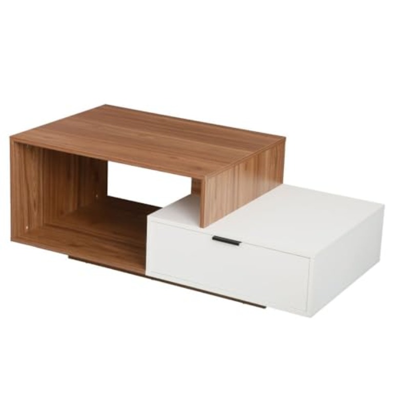   coffee table w drawer multifunctional living room   saving center table   furniture for   room l120xw60xh45cm walnut white