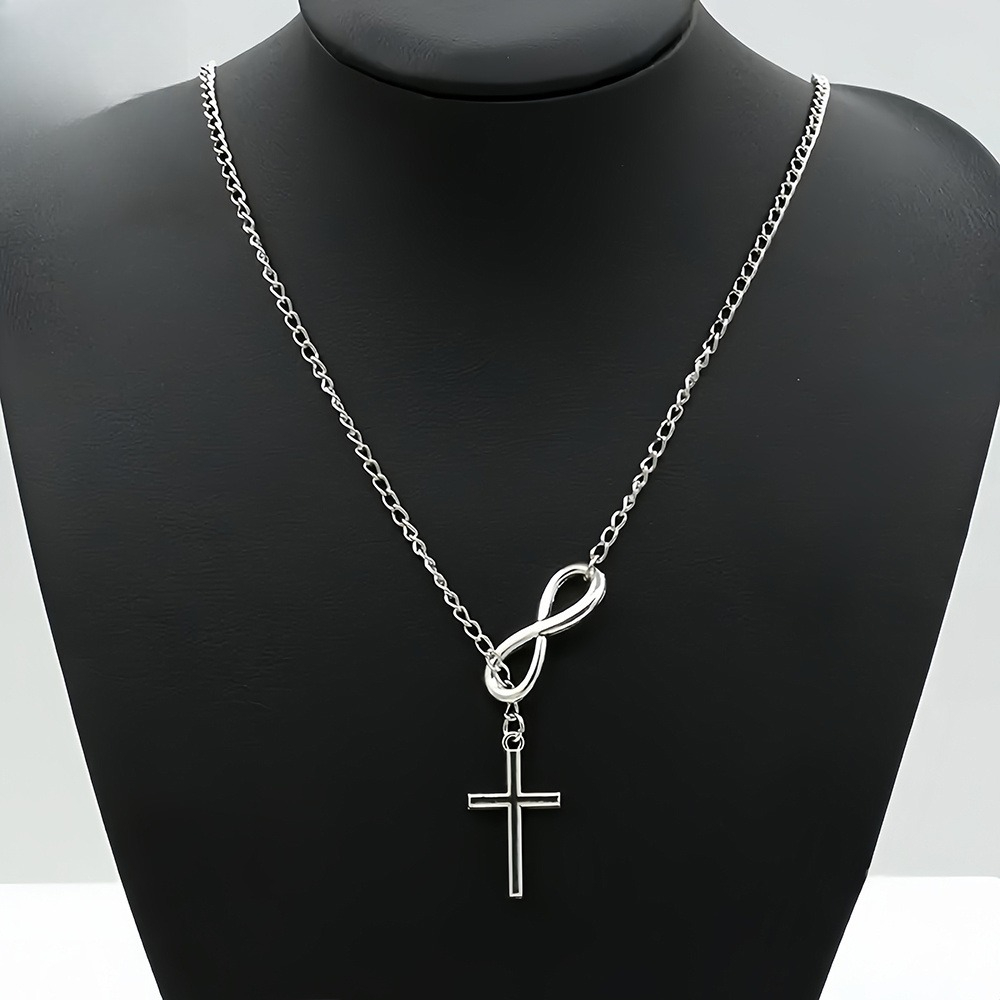1 infinity symbol cross silvery necklace simple and high quality non allergenic and non fading suitable for daily wear party gifts men and women can wear Product details 1