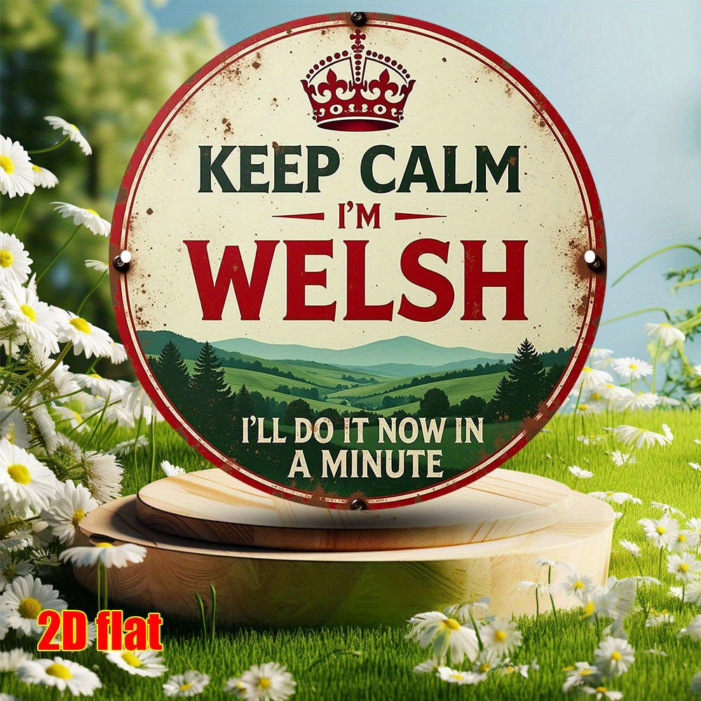 TEMU 2d Flat, [2d Flat] 2d Flat Printing 1pc Metal Iron Sign 2d Flat, 1pc " I'm Welsh" Retro Metal Wall Art Plaque - Vintage Tin Sign 19.81x19.81cm,