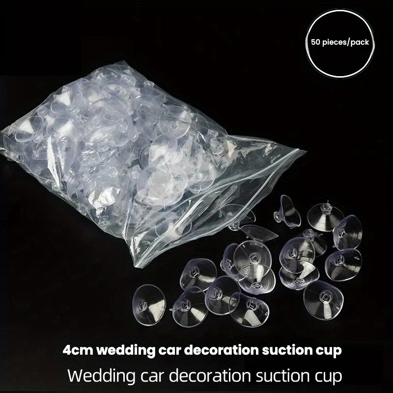 50pcs/pack 4cm Mushroom Head Suction Cup Transparent Strong Hook Lollipop Wedding Car Suction Cup Car Float Hanging Ornament Suction Cup