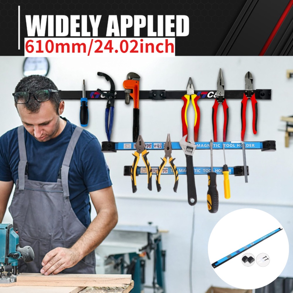 TEMU Heavy-duty Magnetic Tool Holder Strip With Magnetic Board - Heavy-duty Garage/workshop/ Basement Storage Rack, Tool Organizer With Magnetic