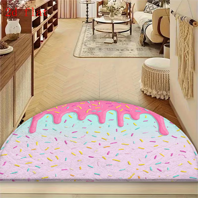 TEMU 2d Flat, 2d For Semi-circular Ice Cream Candy Doormat, Suitable For Indoor And Outdoor Use, Used , Living Room, Bedroom, And Is Suitable For