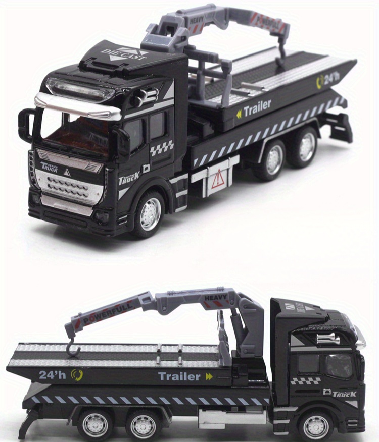 1pc Alloy Police Rescue Vehicle Pull-back Car Model, Traffic Rescue Vehicle Crane Transporter Car Model