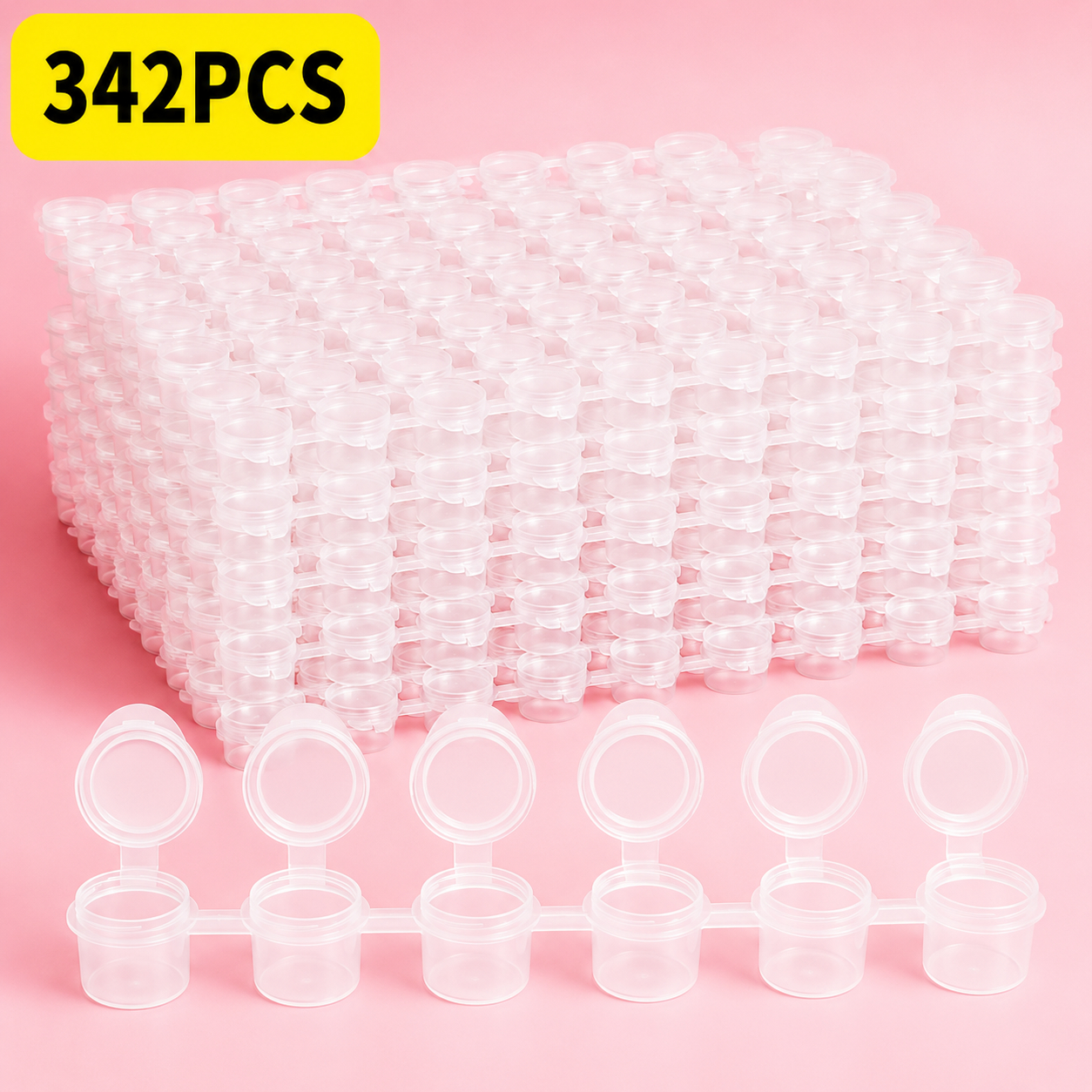 TEMU Lot de 342 mini boîtes de peinture et gobelets de mélange - Récipients en plastique étanches de 2 ml adaptés pour peinture acrylique, aquarelle,