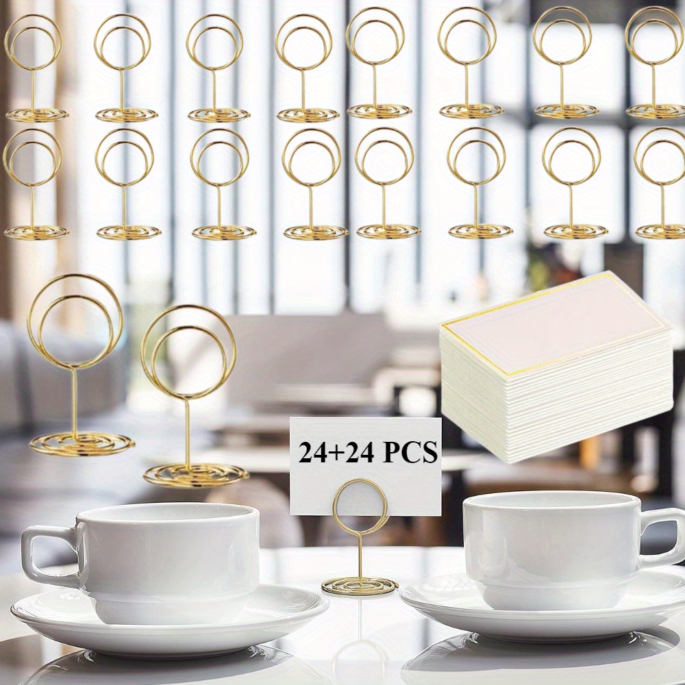 20 Pcs Gold Metal Place Card Holders - Mini Table Number Stands For Wedding, Party, Office, 3.35 Inch Tall