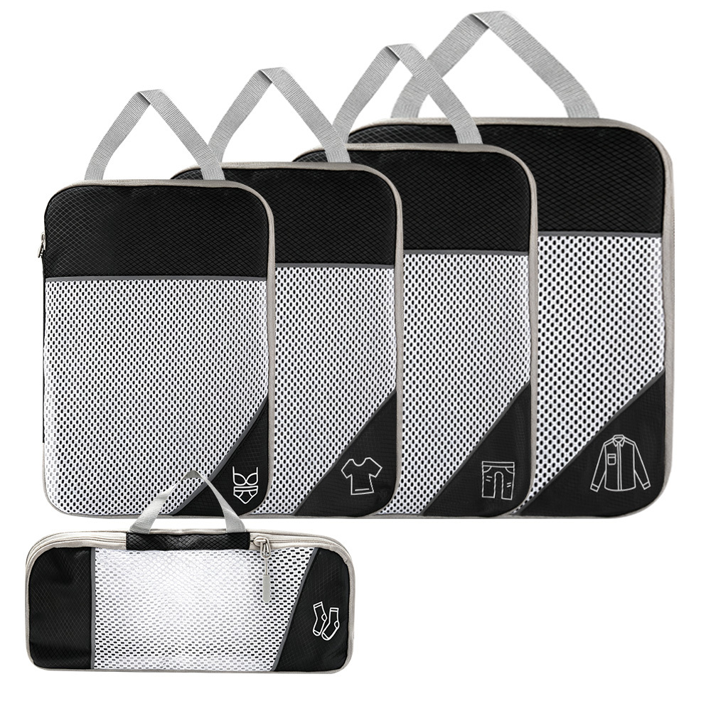 Image of 5pcs Travel Organizer Set, Luggage Clothing Organizers, Storage Bags, Portable Organizers For Underwear, Clothes, Shoes, -essential Travel Organizing Accessories
