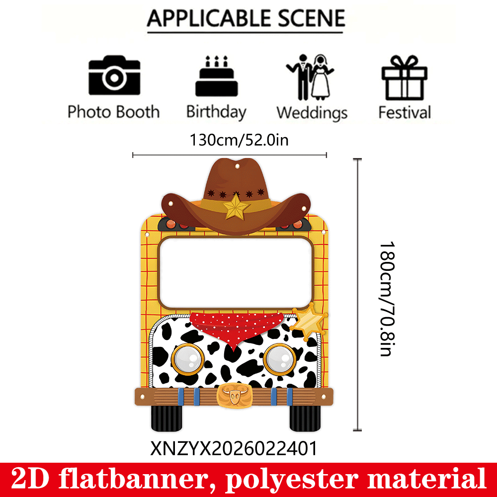 TEMU Plat 2D, Bannière Plate 2D 1 pièce, Bannière de Décoration de Fête sur le Thème du Cowboy Western, Matériau 130x180cm, Bannière de Décoration
