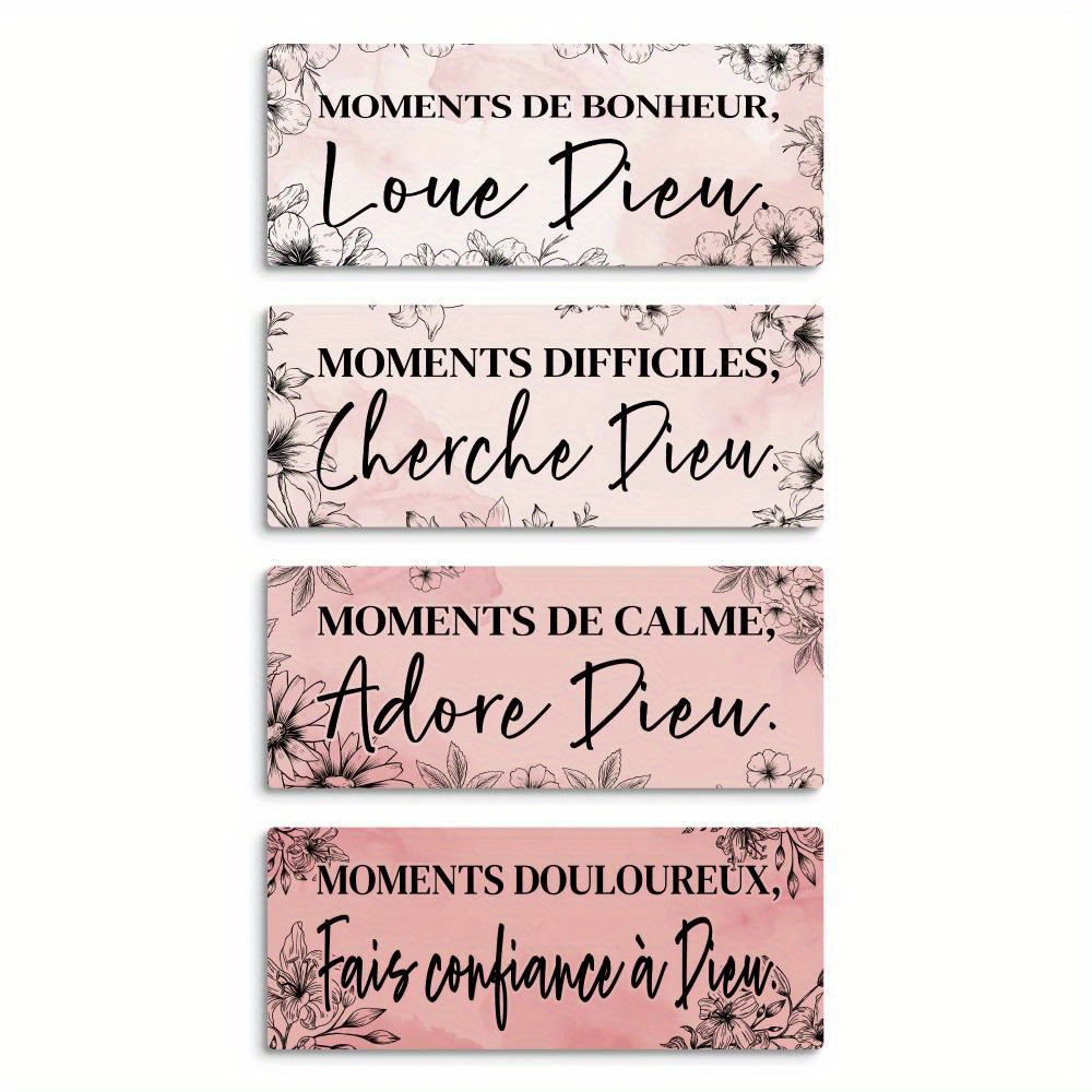 TEMU 2D Plat, 4pcs Décorations Murales en Bois Religieuses Putuo "MOMENTS de " - Loue ., Art Mural pour Salon, Église, Cadeaux d'Anniversaire,
