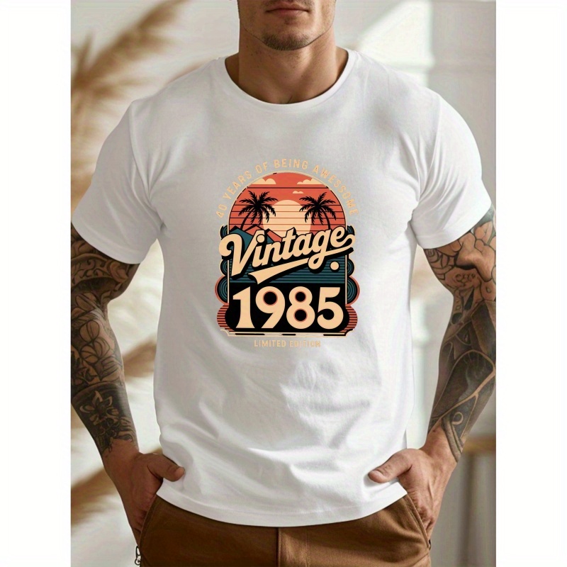 

40 ANS D'ÊTRE GÉNIAL Imprimé, T-shirt à col rond et manches courtes pour hommes, T-shirt décontracté Haut léger et confortable pour l'été