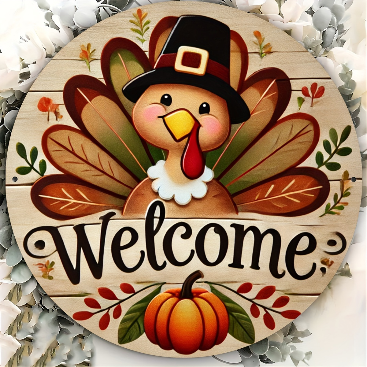 TEMU 2d Flat - 2d Plane. A Wooden 'welcome 2d Sign' - Perfect For Wreaths, Vintage Holiday Decorations, And Home Decor, Suitable For Living Rooms,