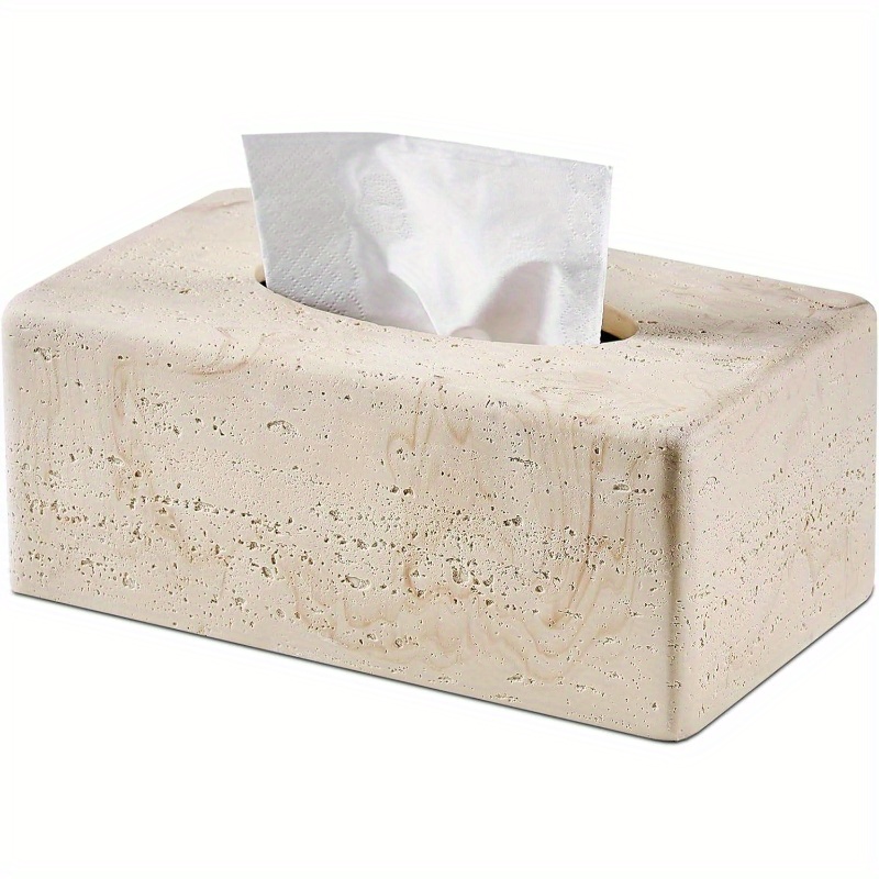 natural   textures tissue box cover - heavy-duty resin rectangular bathroom countertop organizer, 4-inch height, beige marble design for home decor, office, or bedside table, durable & stylish storage solution, bathroom decor and accessories, office accessory, modern decor,  , textured surface, sturdy construction, home organizers, minimalist decor,   material, office workers, decorative cube holder, fall home decor with burlap texture design Product details 0