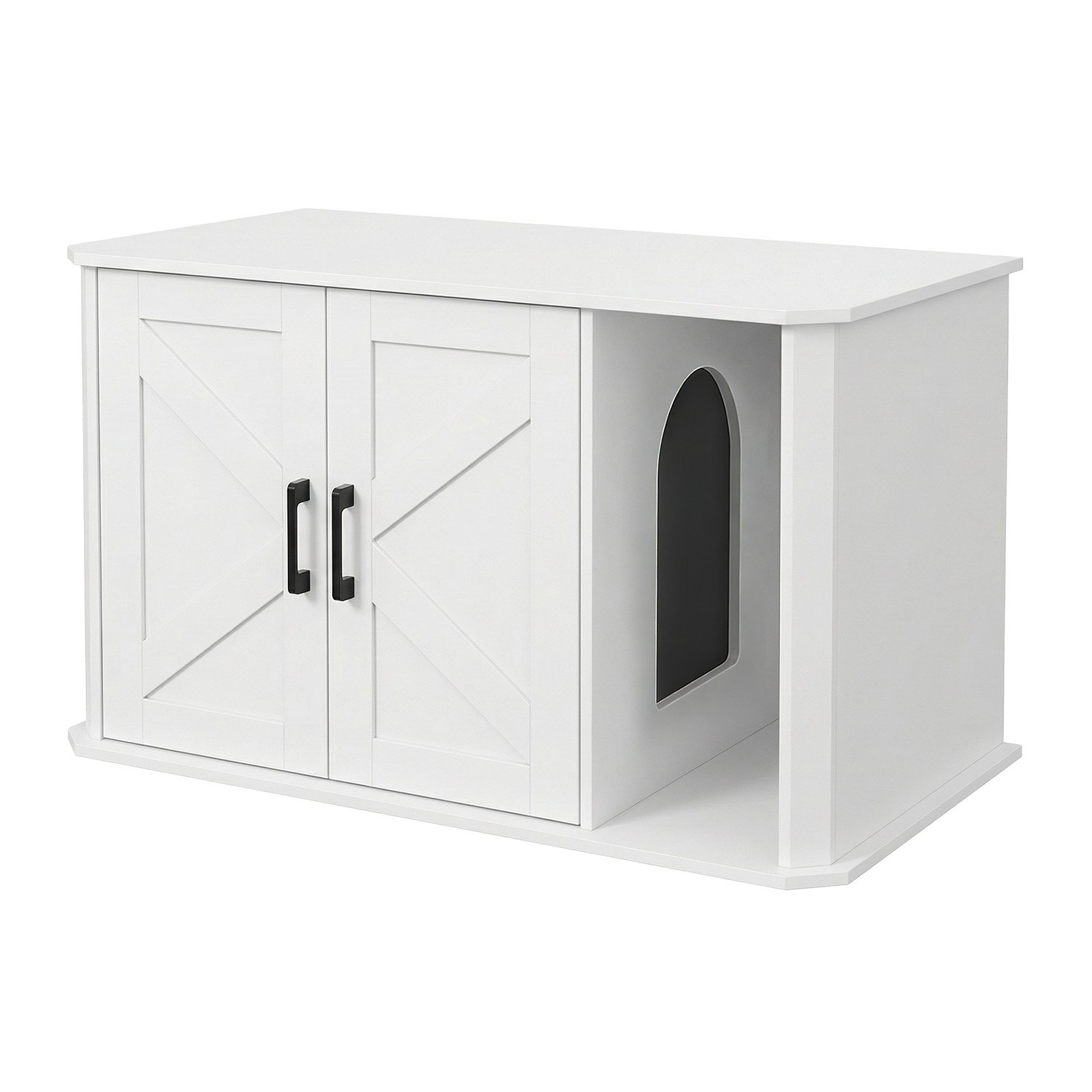 Modern Wooden Cat Litter Box Enclosure Hidden Washroom Cabinet With Side Entry Large Capacity End Table Easy To Clean Sturdy Particle Board Multi-functional Cat House