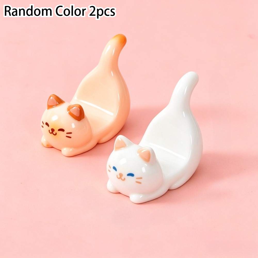 TEMU Ensemble de 2 supports de téléphone chaton nouveau, couleur aléatoire, support de bureau chaton, ornement décoratif, accessoire de décoration,