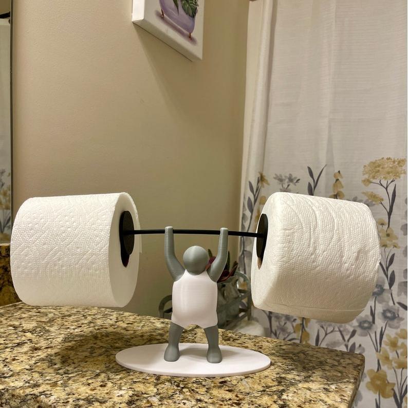 funny weightlifting toilet paper holder 3d printed humorous Temu