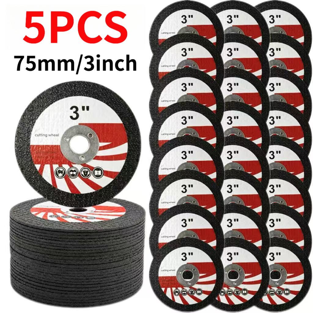 TEMU Ultra-thin Resin Cutting Disc 5pcs Set, 3-inch/76mm Resin Bonded Circular Saw Blades, 10mm Bore, For Cutting, Grinding And Drilling Metal, Wood
