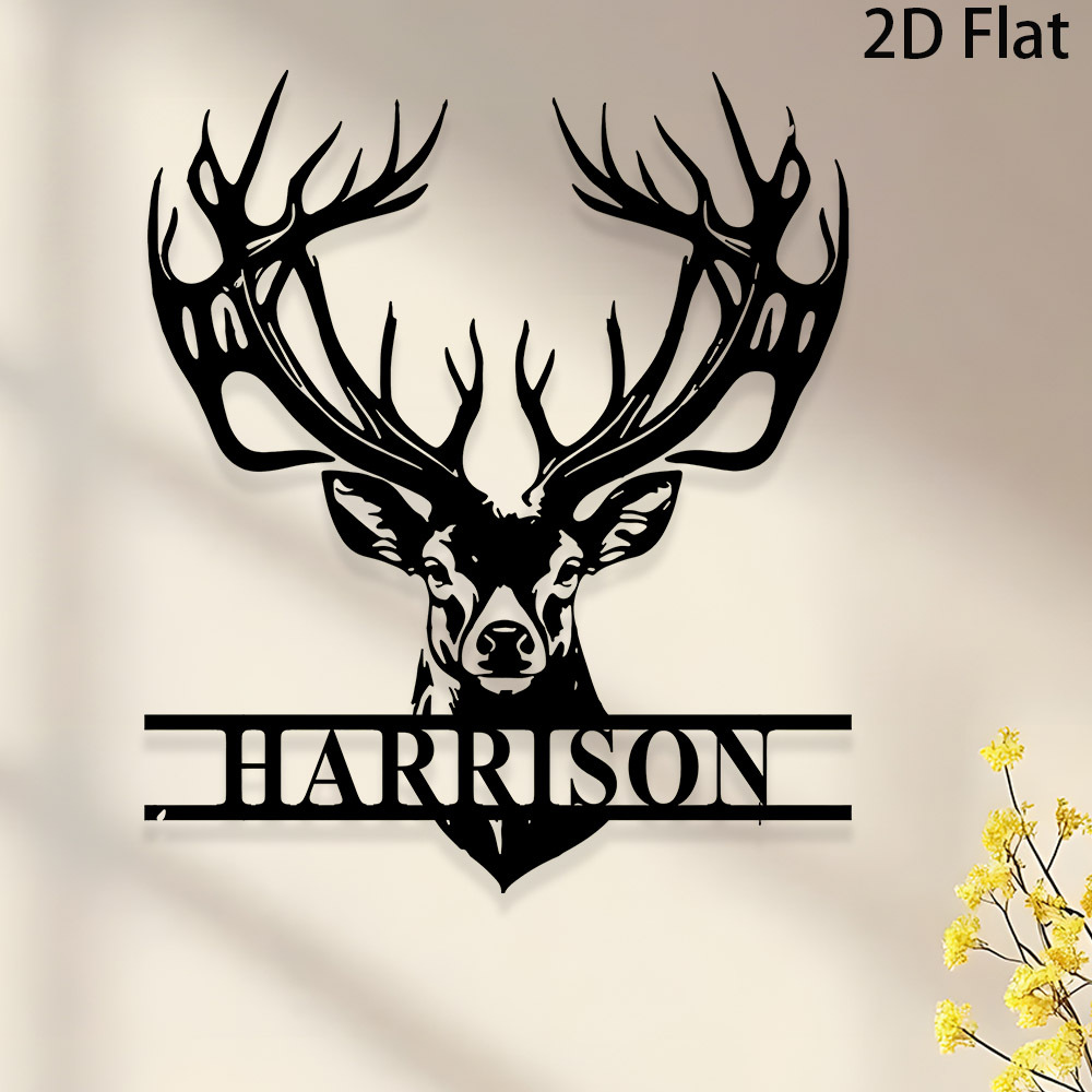 TEMU 1 Custom Metal Sign Featuring A Deer, Personalized With Name, Perfect For Rustic Farmhouse Decor. An Ideal Housewarming Gift For , Living Room,