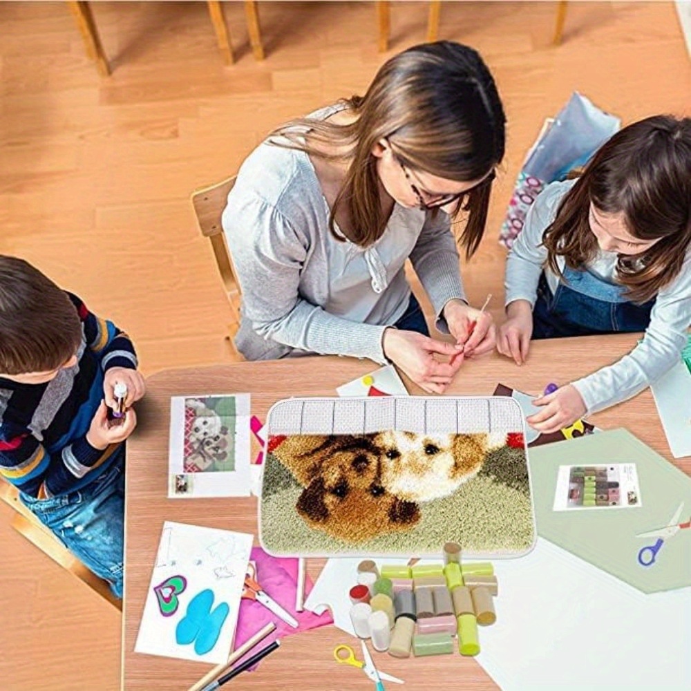 Latch Hook Rug & Cushion Making Kit with Cat Design