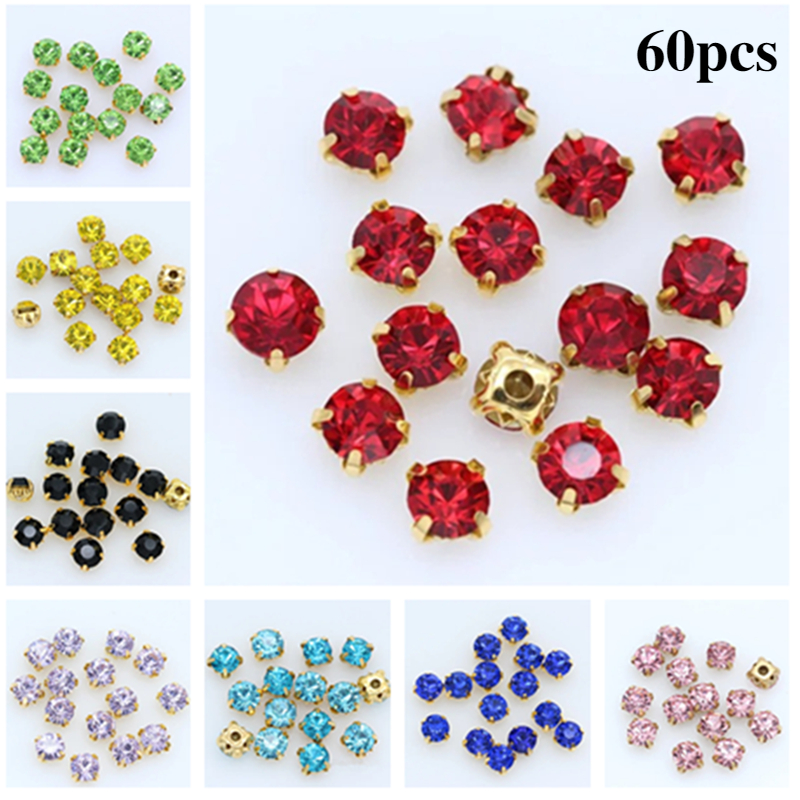 60pcs 0 6cm 0 24in shiny colorful ab sew on stones for wedding clothes dress handbag claw sewing decor