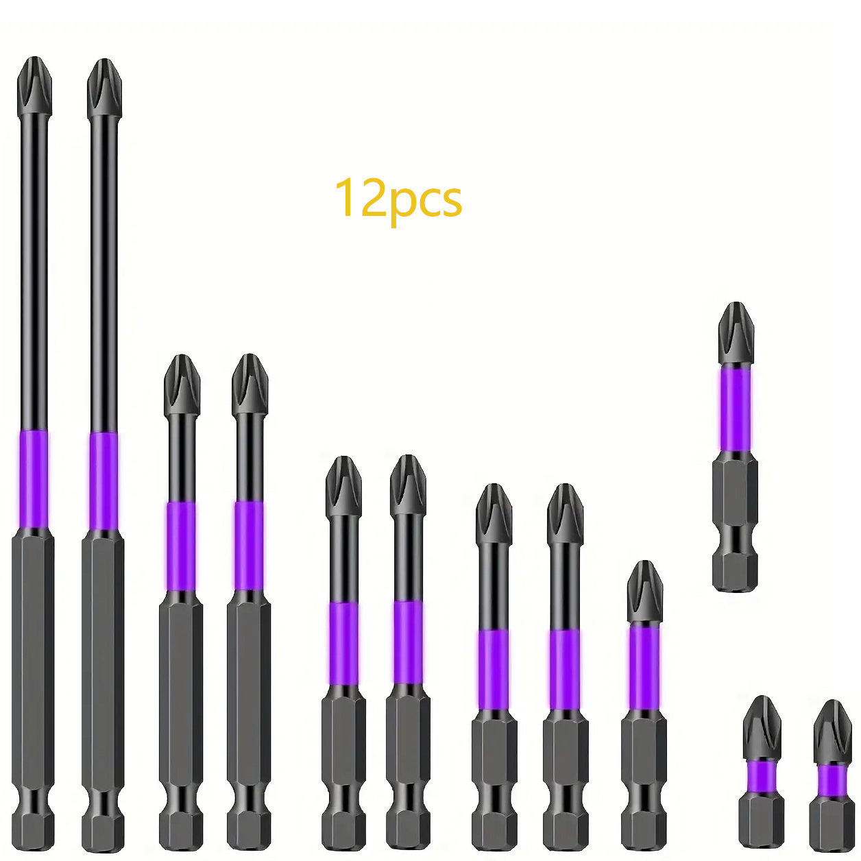 Image of 12pcs Anti-slip Steel Magnetic Screwdriver Drill Bit Set, Magnetic Screwdriver Bit Set, Magnetic Anti- Slip Drill Bit, Quick Change Screwdriver Bits, 1/4, Phillips, Manual Drivers