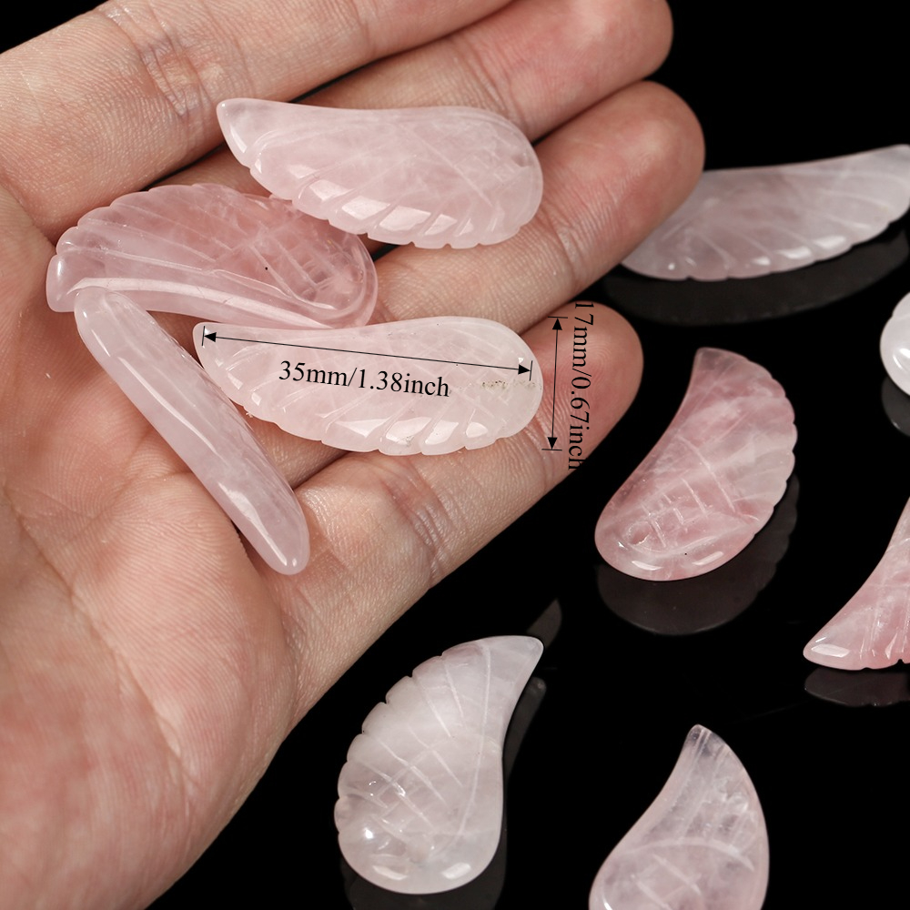 TEMU Pendentif d'ailes en quartz rose naturel 17x35mm, 2 pièces, pendentif libre pour accessoires de fabrication de bijoux