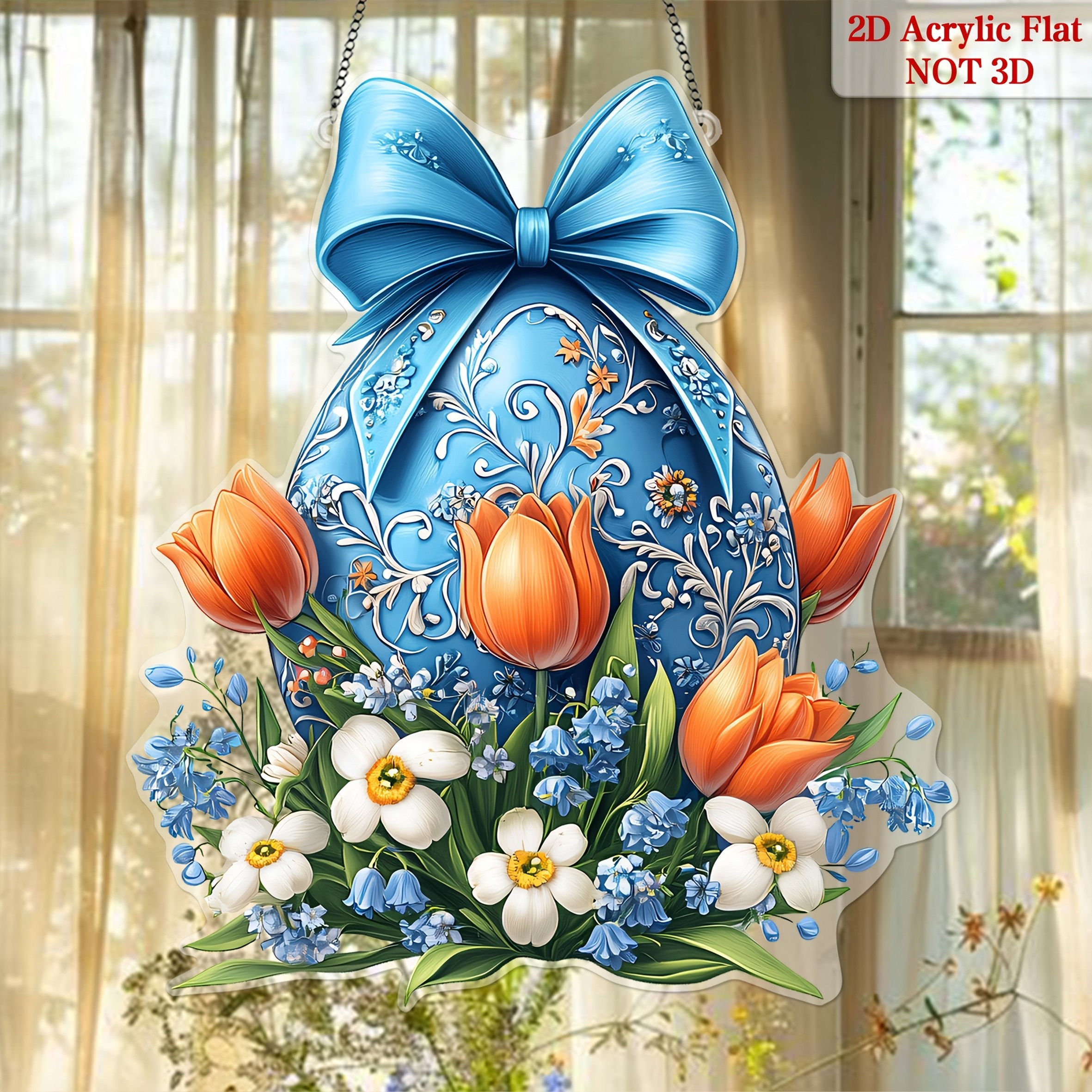 

1pc, Easter Cake And Hyacinth Acrylic Sunshine , 8 "x7" Spring Flower Decoration, Plastic Window Pendant, Easter Home And Office Decorations, Room And Bedroom Art