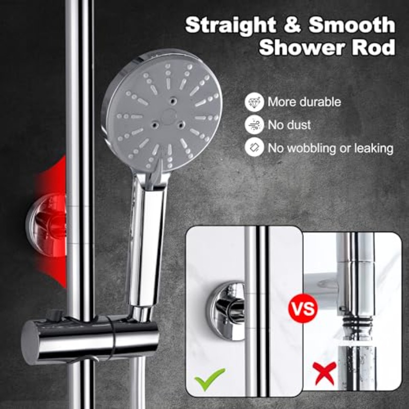 Shower Riser Rail Kit with 9" Rain Shower Head and Handheld Shower Set