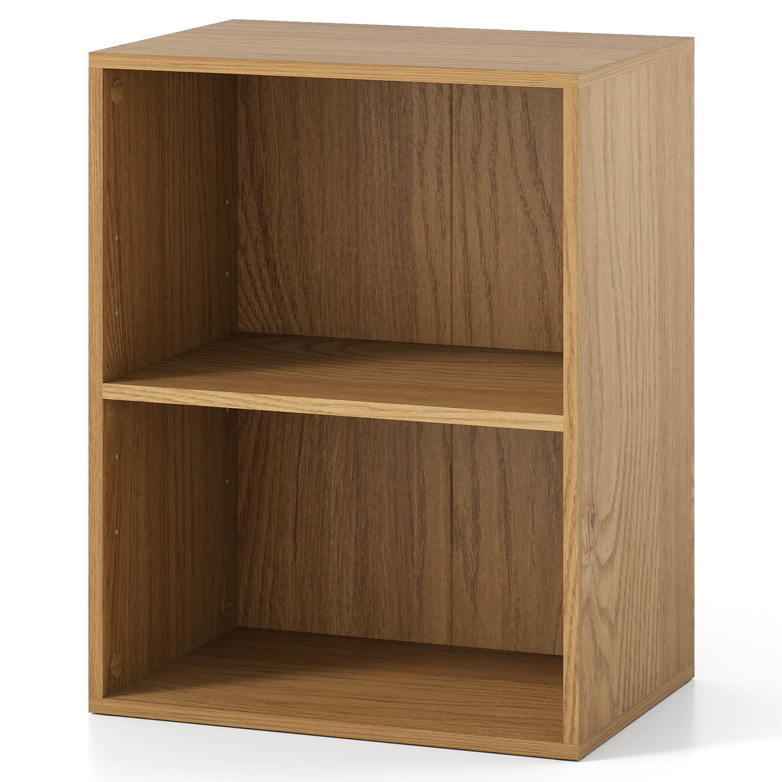 Image of 2-cube Children Bookcase, Floor Standing Open Bookshelf W/ 5-position Adjustable Shelf, Shelf, Storage Organizer For Living Room Study Home Office, Natural
