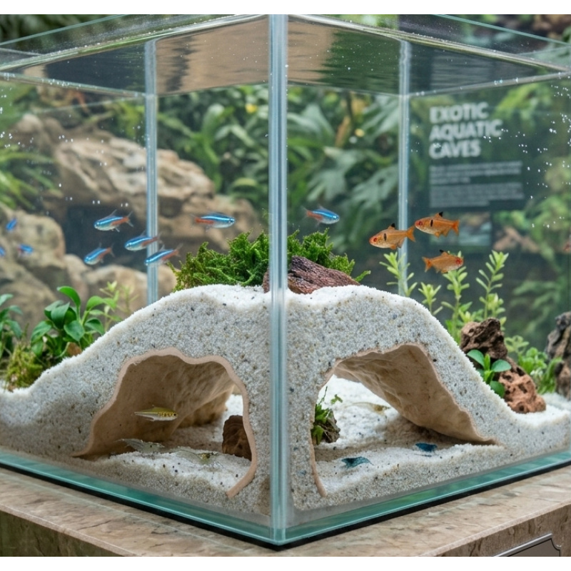 TEMU Aquarium Fish Hideout With 180Â° Viewing Angle & Stable Hiding Spot Suitable For Betta Fish, Reptile Pets, Shrimp - Multi-pecken Refuges For