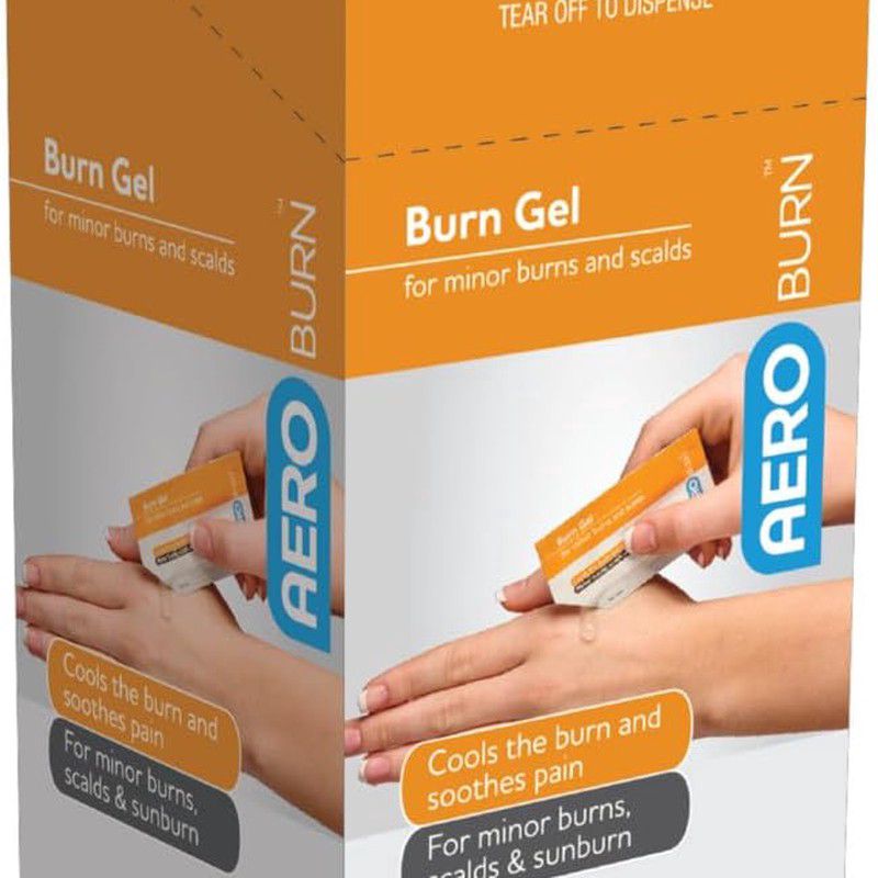 AEROBURN Burn Gel Packet, a Soothing Hydrogel Designed for Treating Minor Burns, Scalds, And Sunburns. It Is Water-Based And Gentle, Intended for Single Use in First Aid Kits for Workplaces, Homes, Or Travel, with Each Packet Containing 3.5 G And So