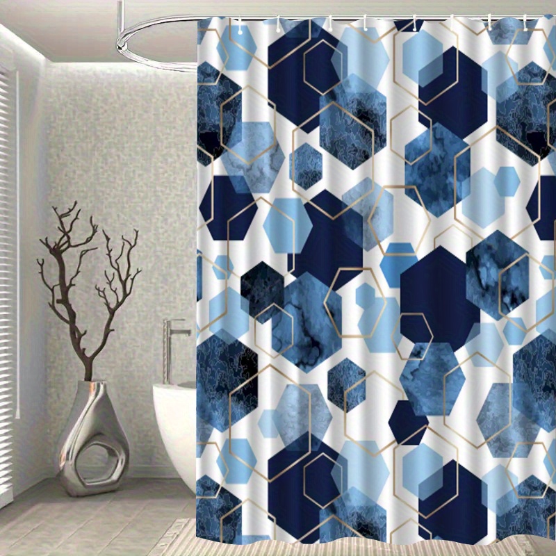 Light Luxury Diamond Pattern Shower Curtain with Hook
