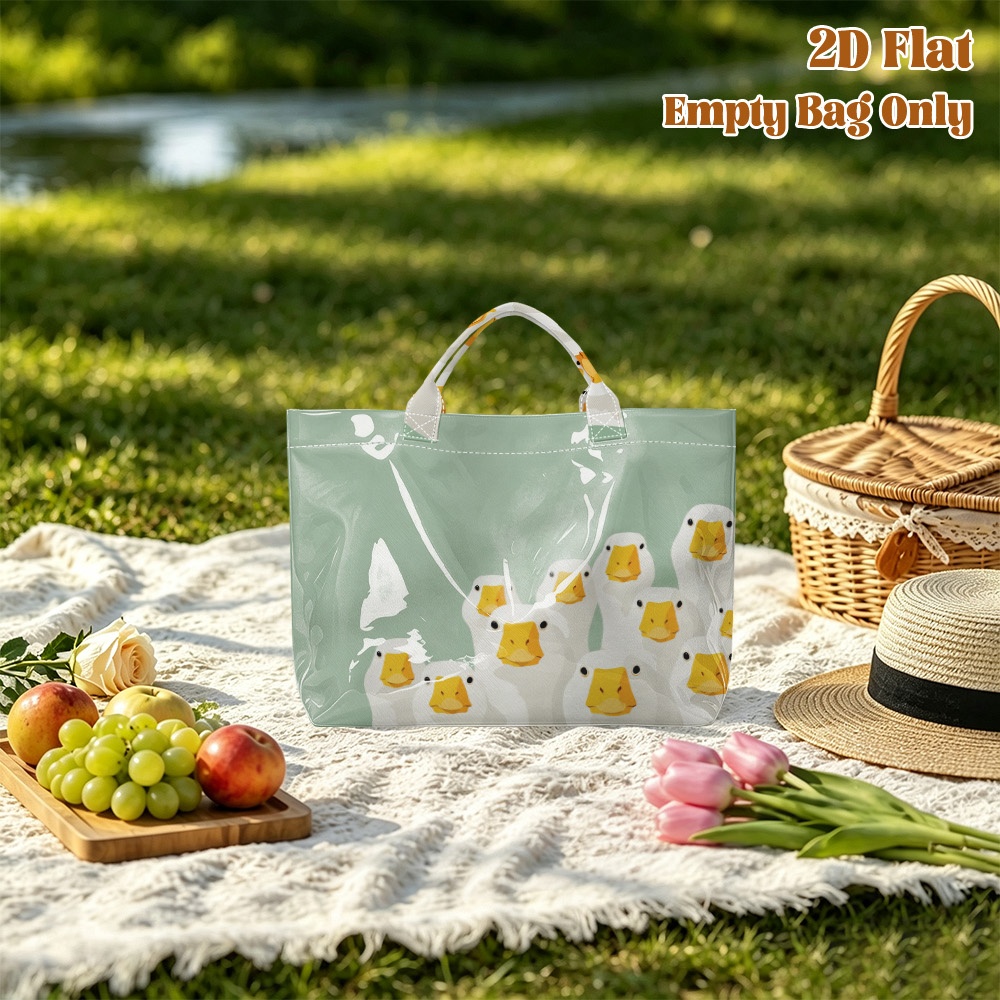 2d flat printing 1pc group of   geese pvc large capacity travel tote bag reusable grocery bags lightweight and foldable suitable for daily use for dinner parties holiday reunions leisure   gift preparation
